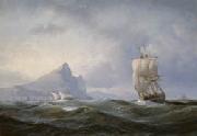 Anton Melbye Anton Melbye Sailing ship off Gibraltar oil painting